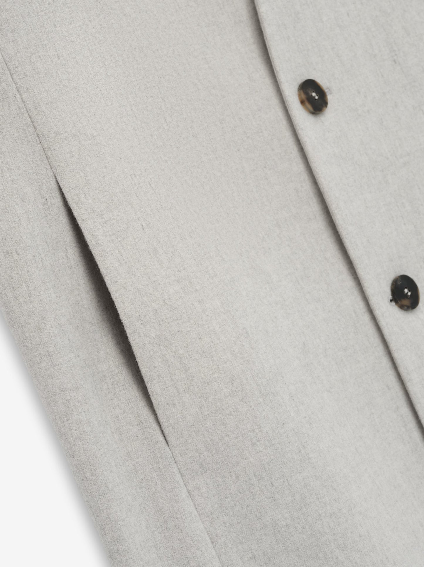 Wool Flannel Long Relaxed Lapelless Blazer