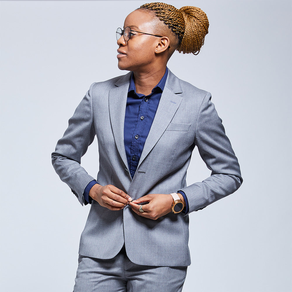 The Georgie Light Gray Suit Blazer - No Contrast Button Hole