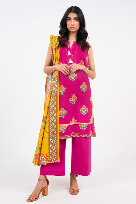 3 Piece Printed Khaddar Suit With Light Khaddar Dupatta