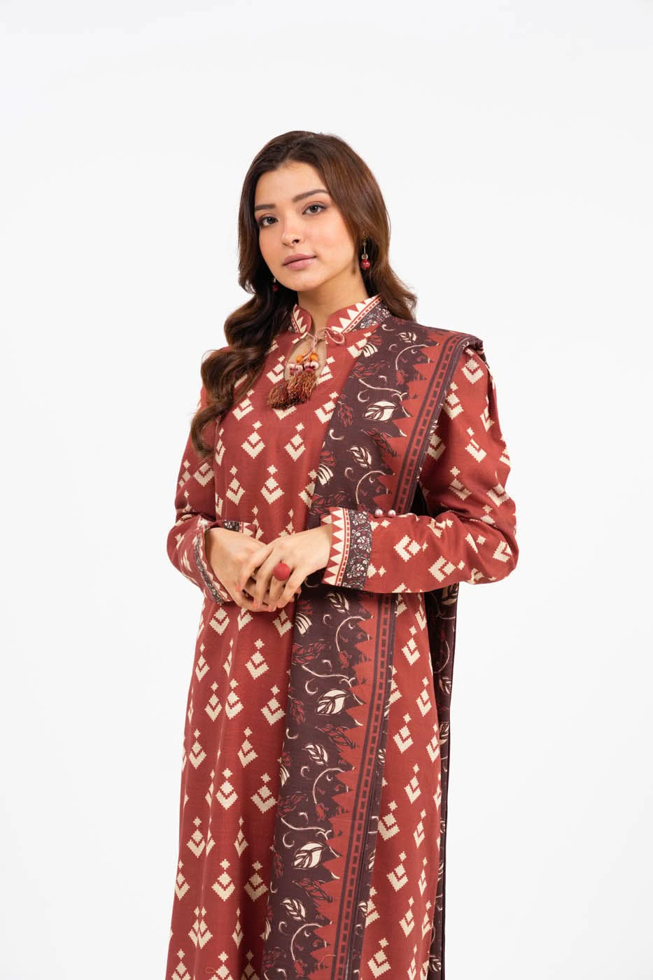 3 Piece Printed Khaddar Suit With Light Khaddar Dupatta
