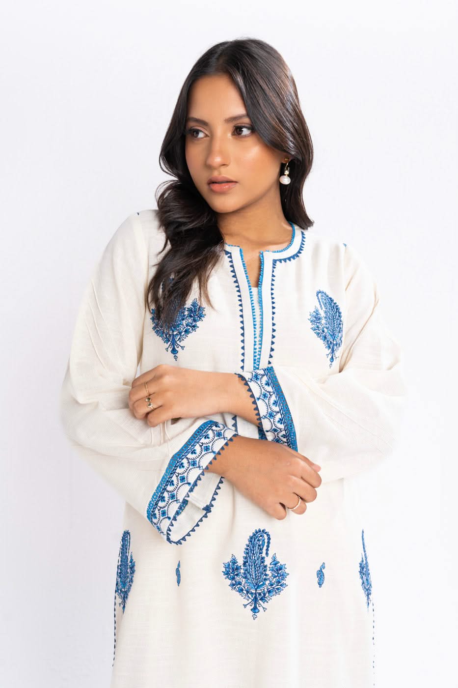 2 Piece Embroidered Khaddar Suit With Khaddar Trouser
