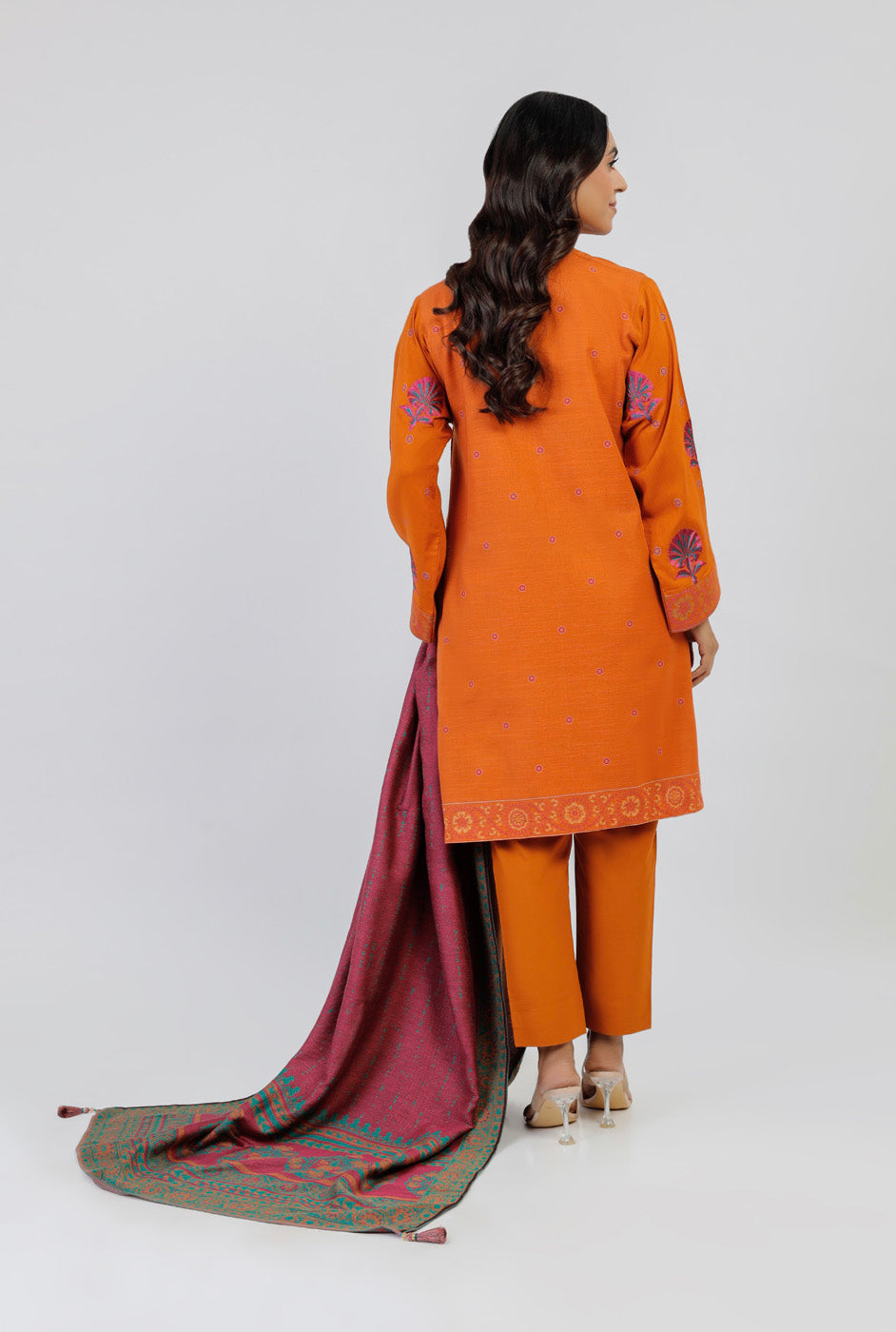 3 Piece Embroidered Viscose Suit With Viscose Jacquard Dupatta
