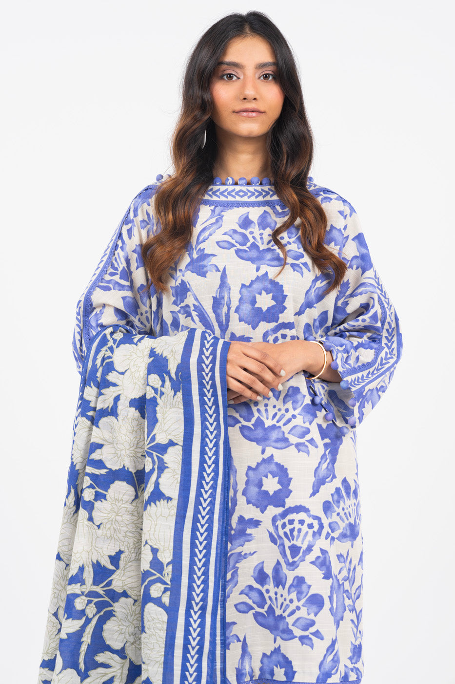 3 Piece Printed Khaddar Suit With Light Khaddar Dupatta