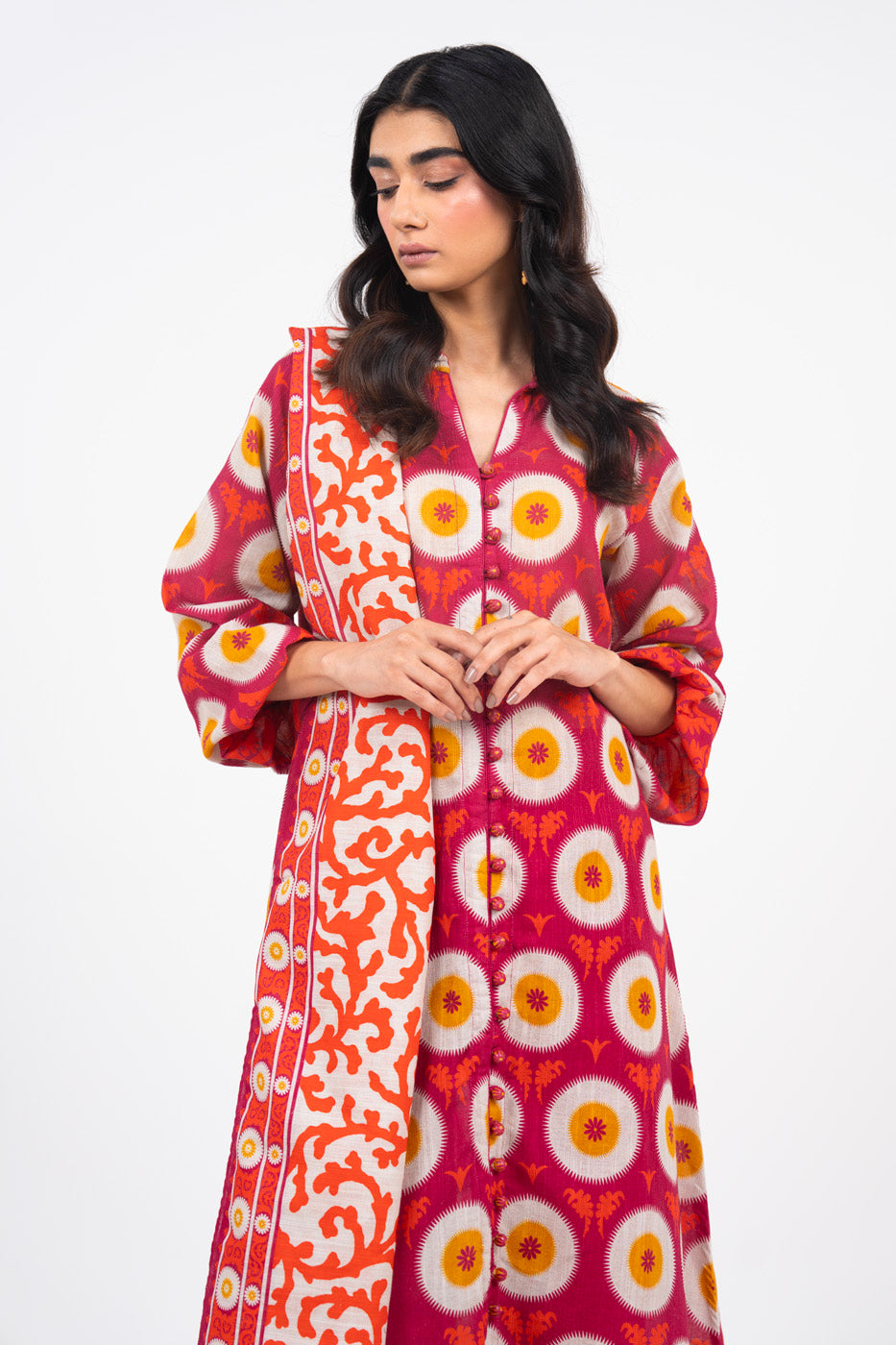2 Piece Printed Khaddar Suit With Light Khaddar Dupatta