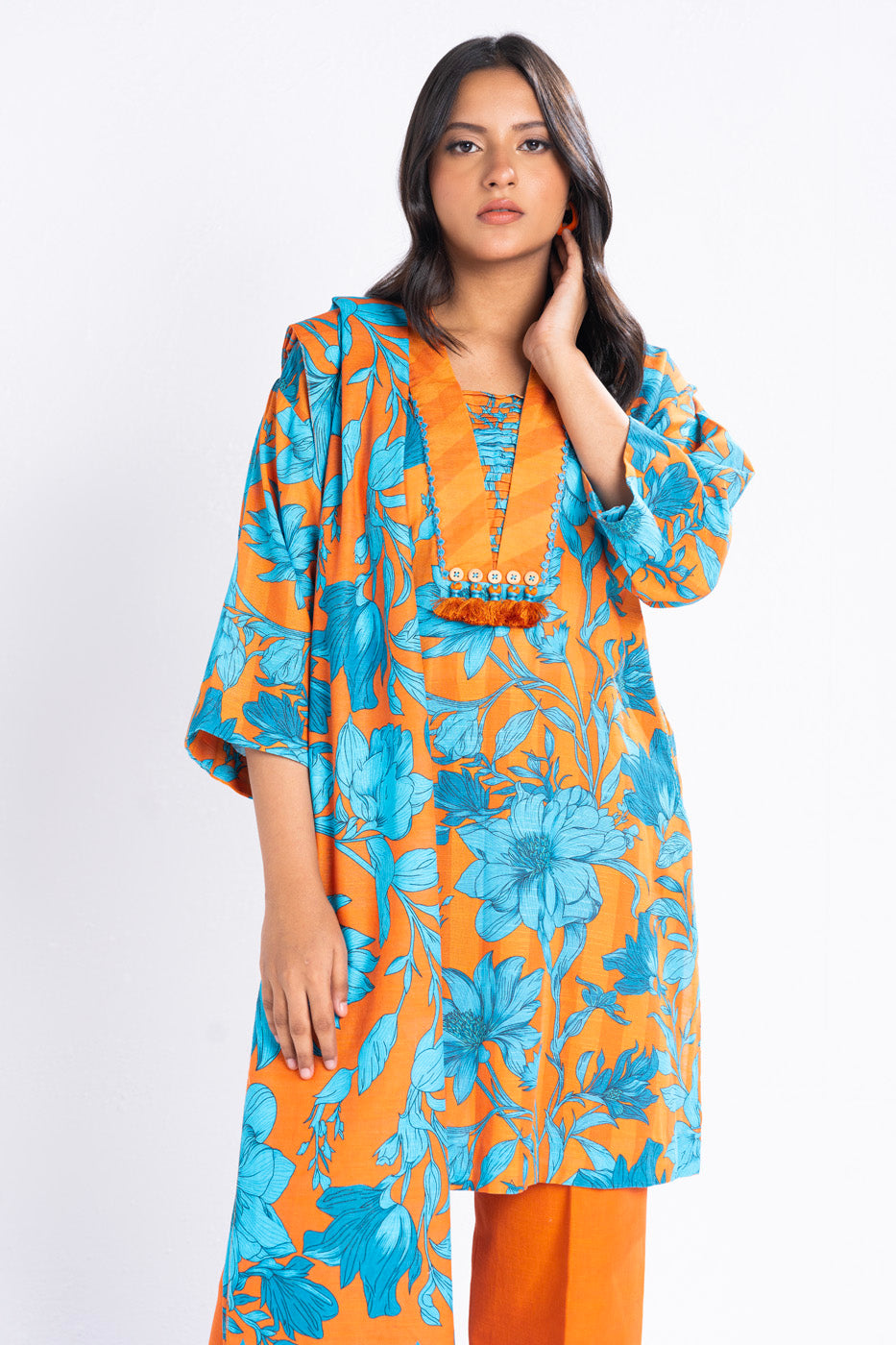 3 Piece Printed Khaddar Suit With Light Khaddar Dupatta