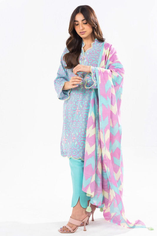 3 Piece Printed Khaddar Suit With Light Khaddar Dupatta