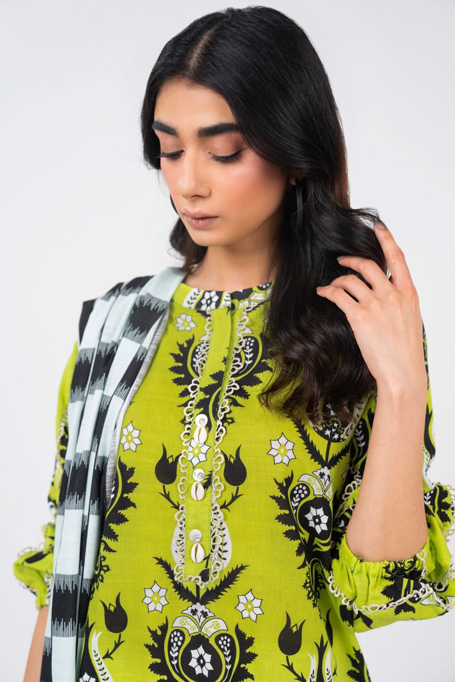 3 Piece Printed Viscose Suit With Viscose Dupatta