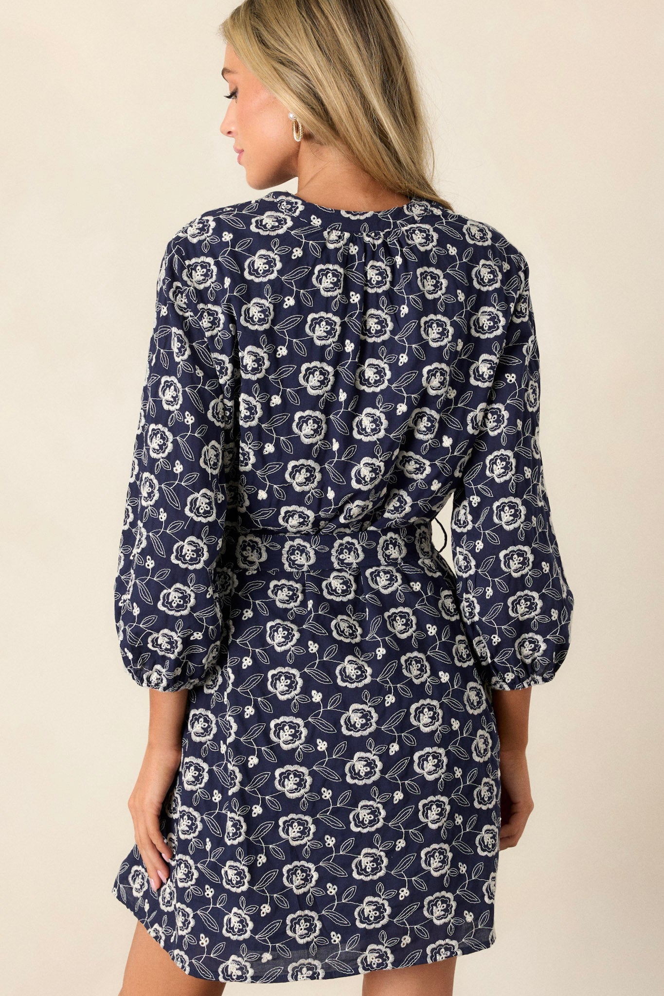 In My Past 100% Cotton Navy Floral Mini Dress