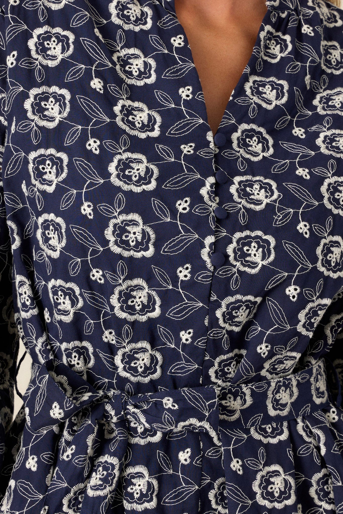 In My Past 100% Cotton Navy Floral Mini Dress