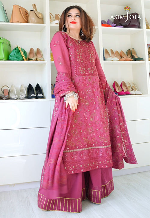 AJMQ-03 EMBROIDERED CHANDERI COTTON 3 PCS