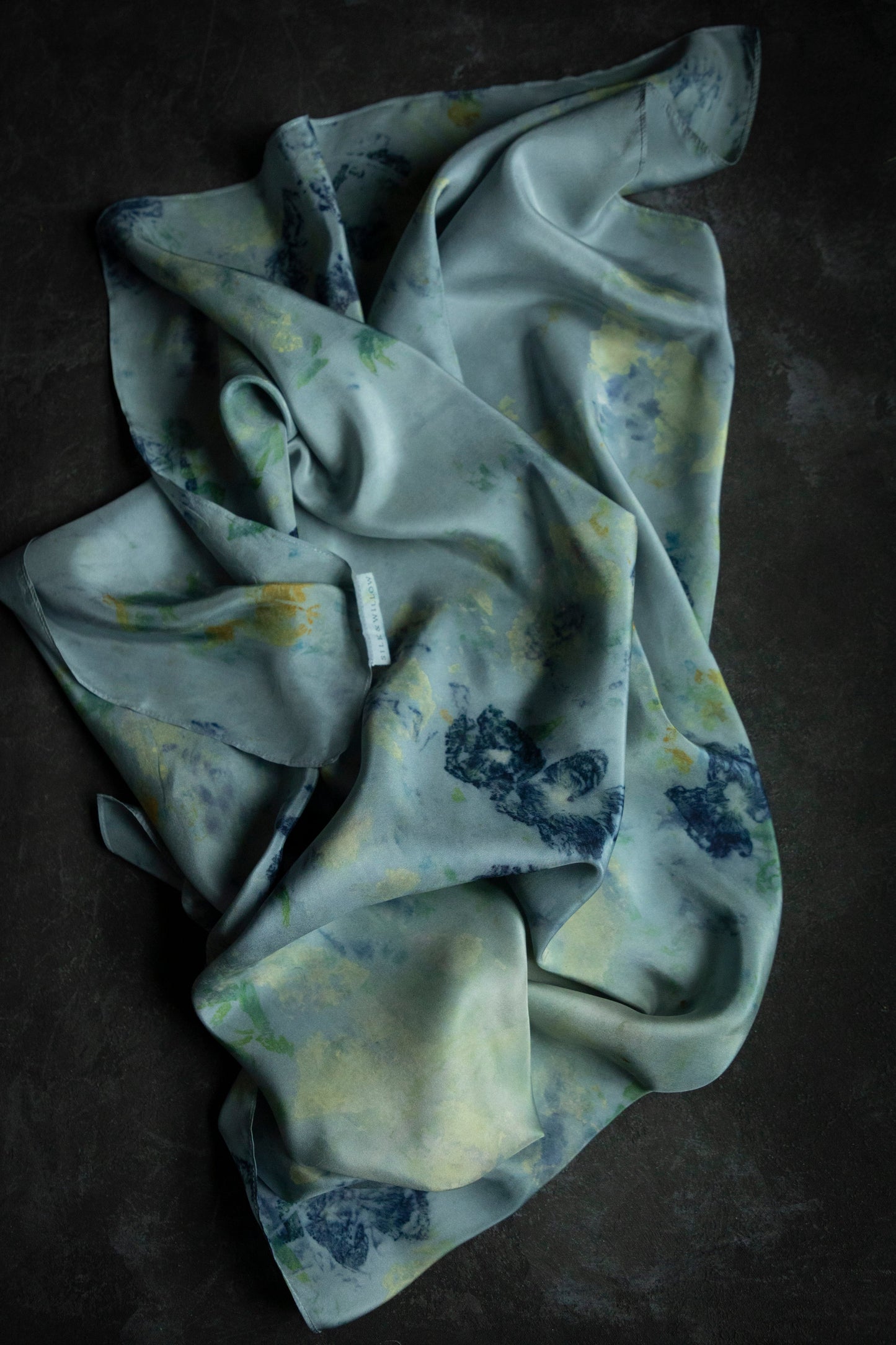 Original Eco-Print French Blue Florals| 35 x 35" 100% Silk Scarf