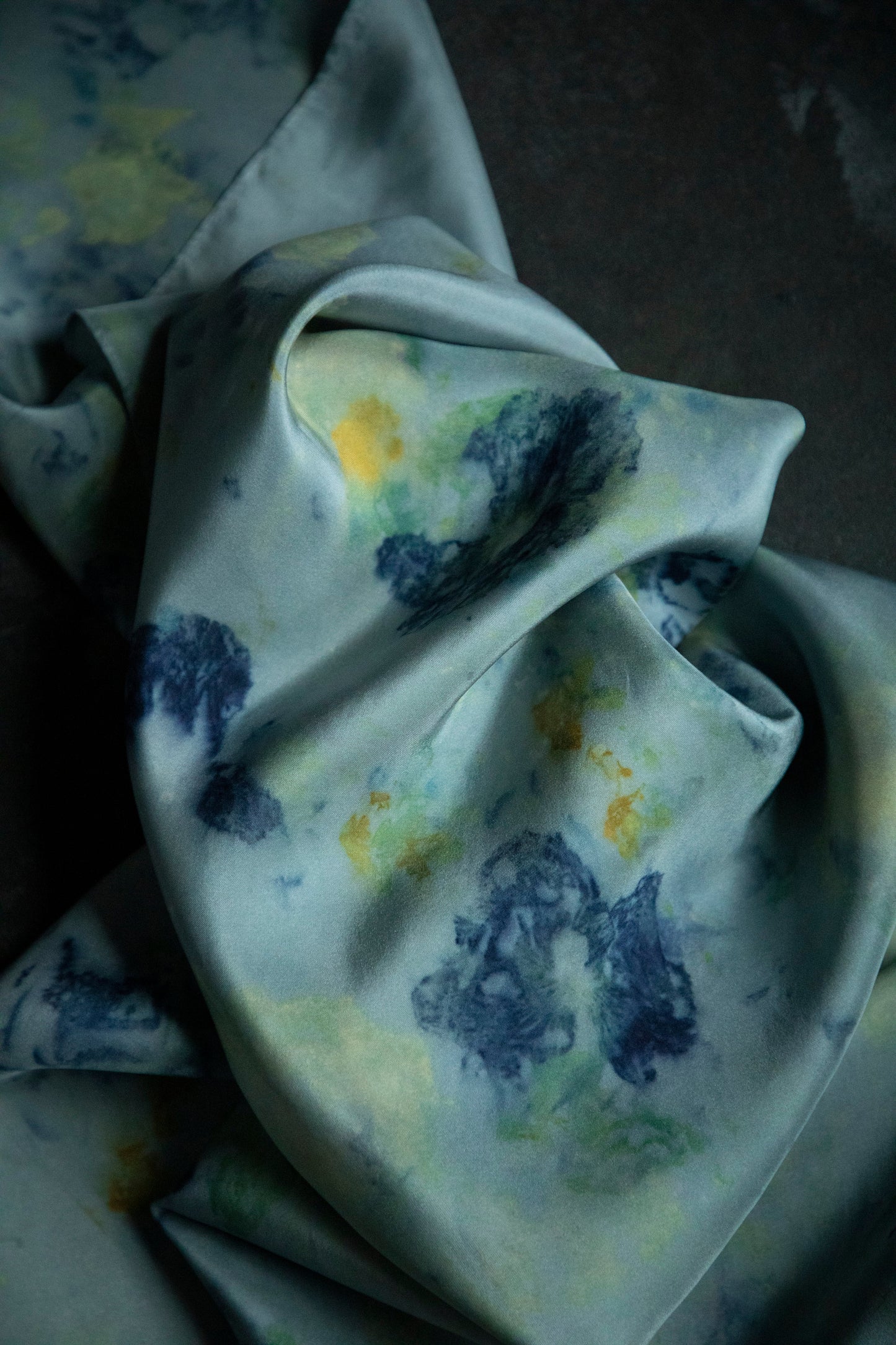 Original Eco-Print French Blue Florals| 35 x 35" 100% Silk Scarf