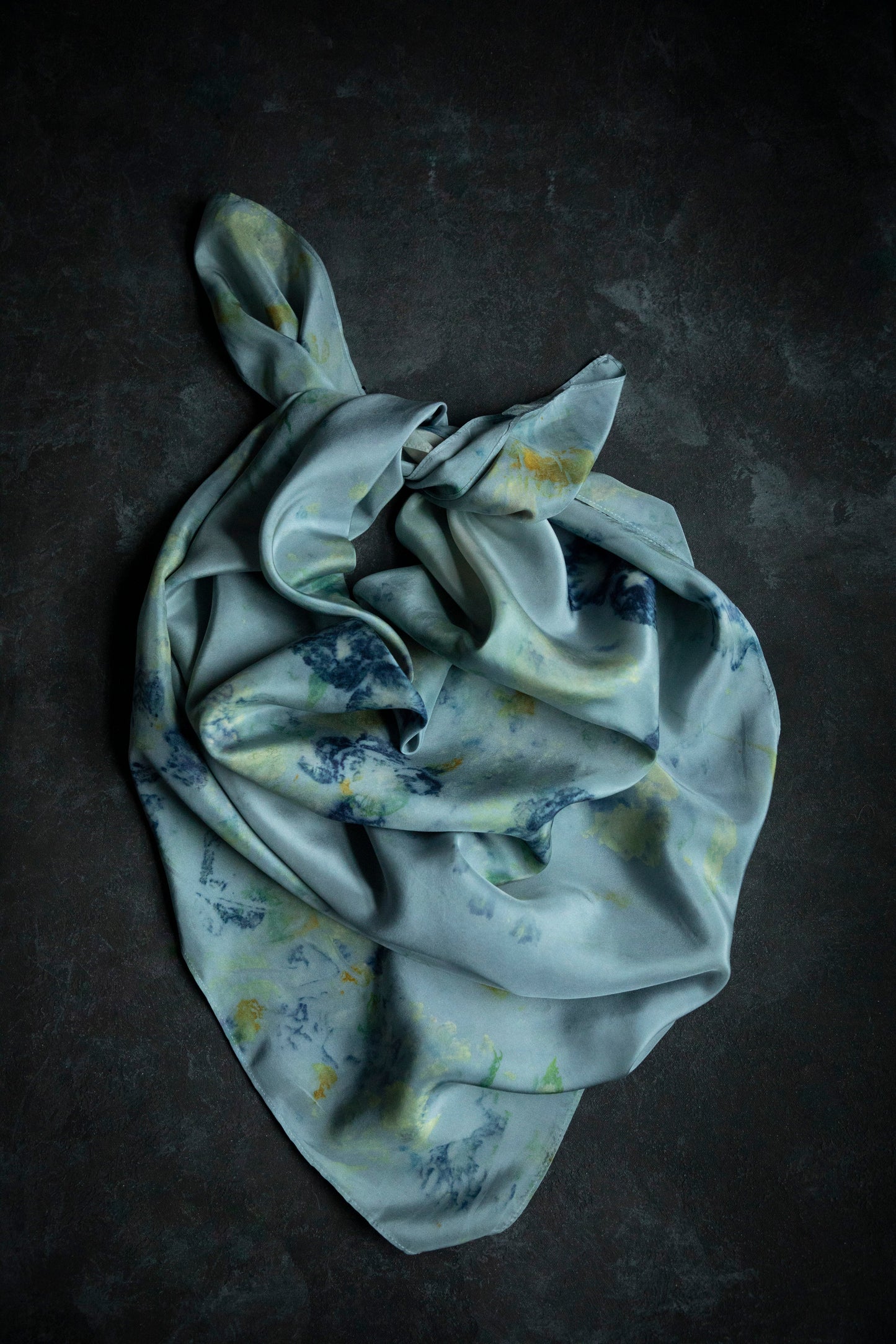 Original Eco-Print French Blue Florals| 35 x 35" 100% Silk Scarf