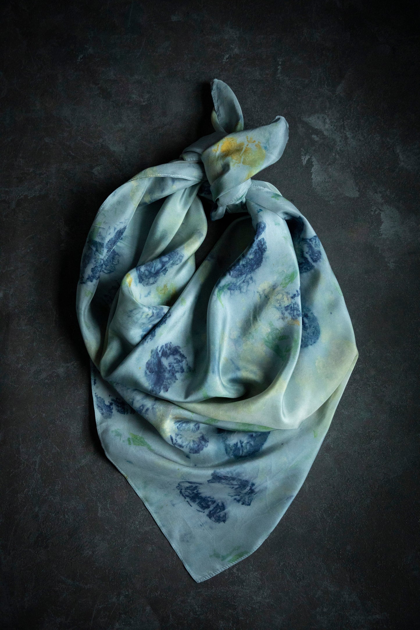 Original Eco-Print French Blue Florals| 35 x 35" 100% Silk Scarf