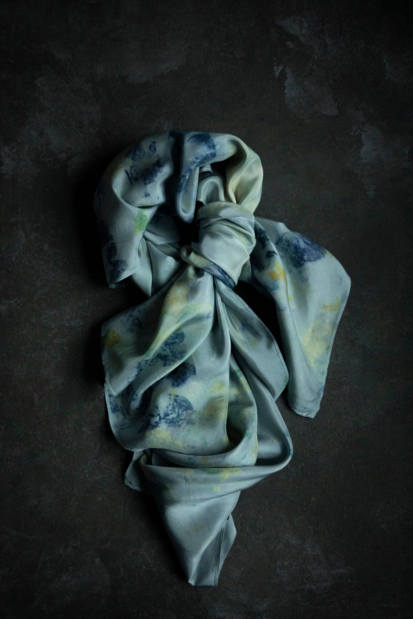 Original Eco-Print French Blue Florals| 35 x 35" 100% Silk Scarf