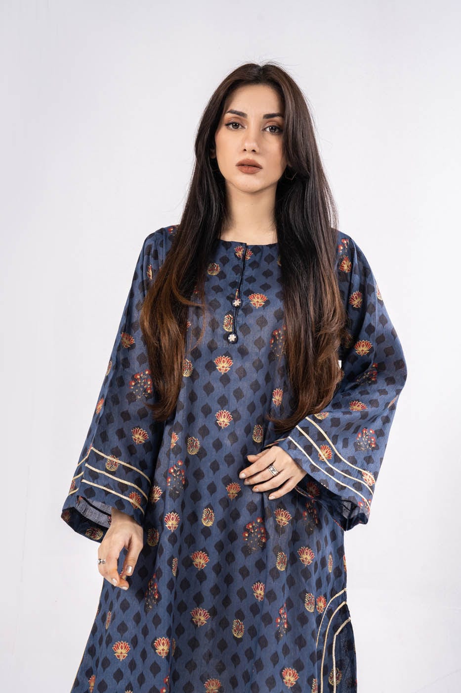 Printed Zari Lawn Kurti