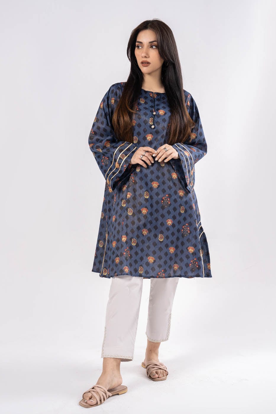 Printed Zari Lawn Kurti