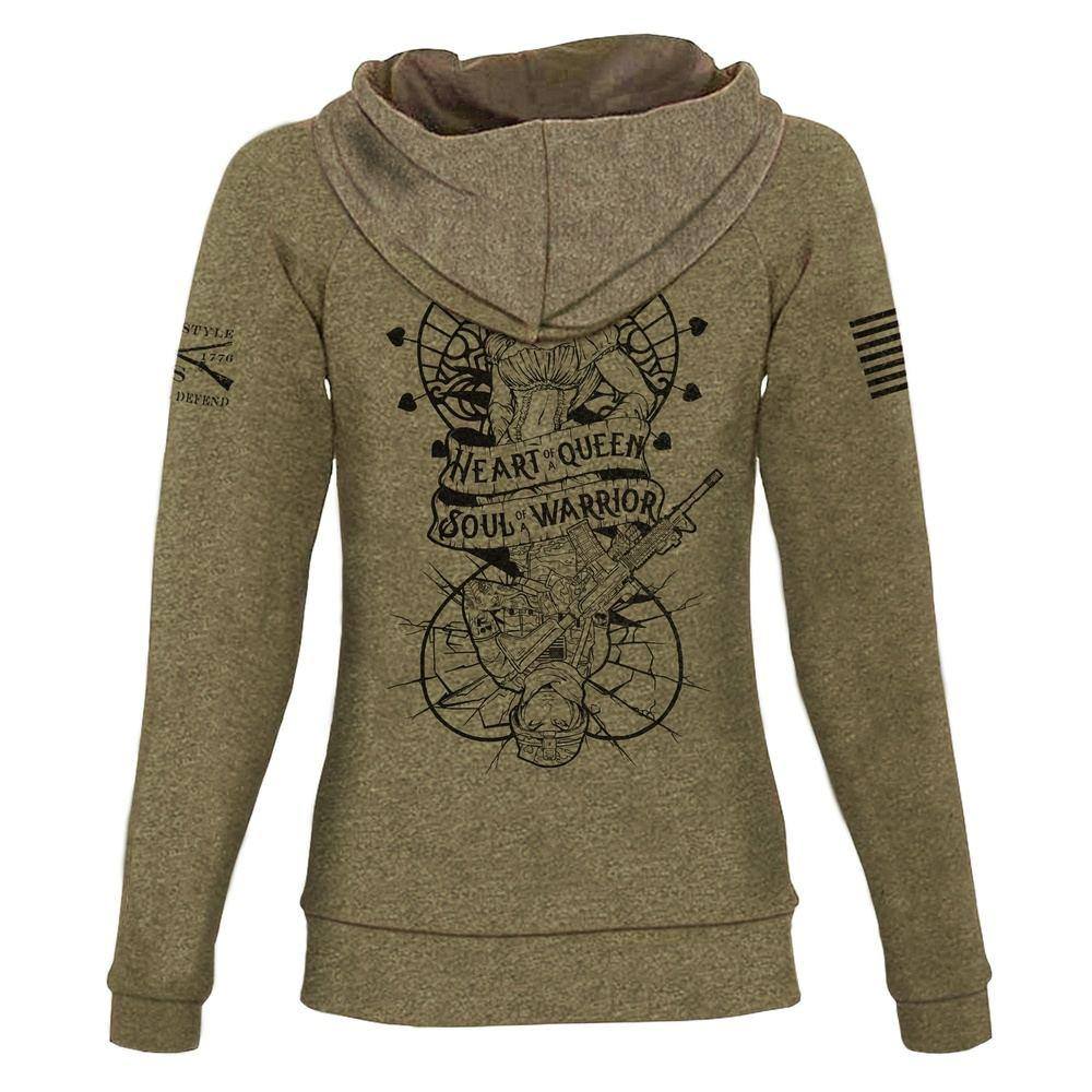 Women's Heart and Soul of a Warrior Full-Zip Hoodie - Military Green