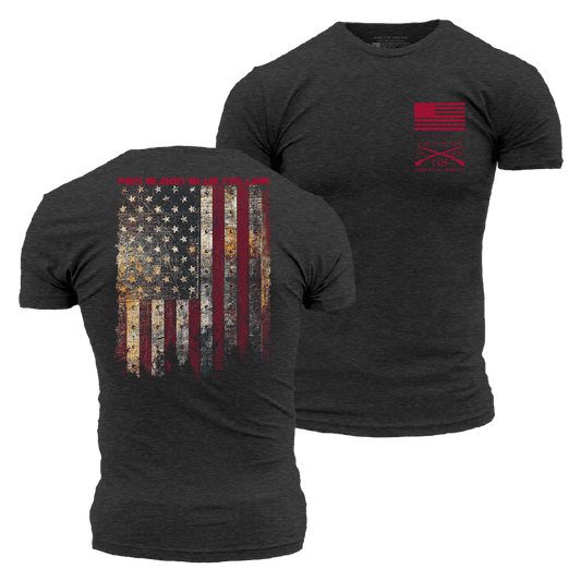 Red Blood Blue Collar® T-Shirt - Charcoal