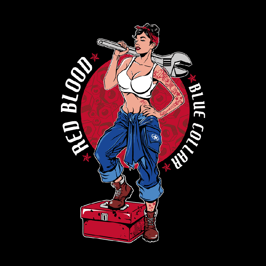 Red Blood Blue Collar® Pinup T-Shirt - Black