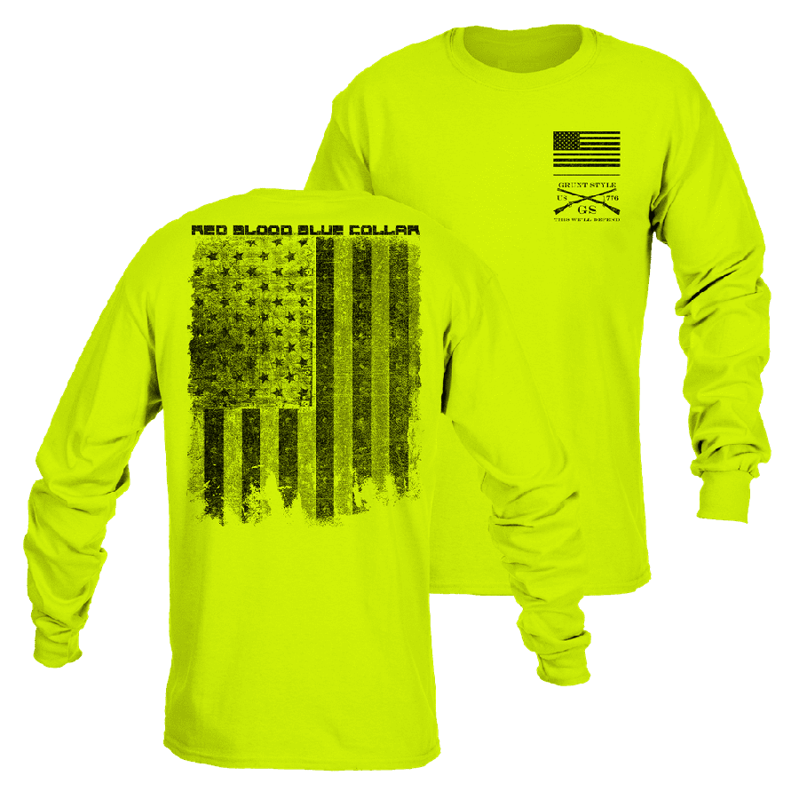 Red Blood Blue Collar® Long Sleeve - Safety Green