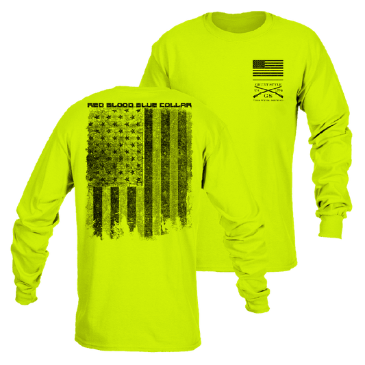 Red Blood Blue Collar® Long Sleeve - Safety Green