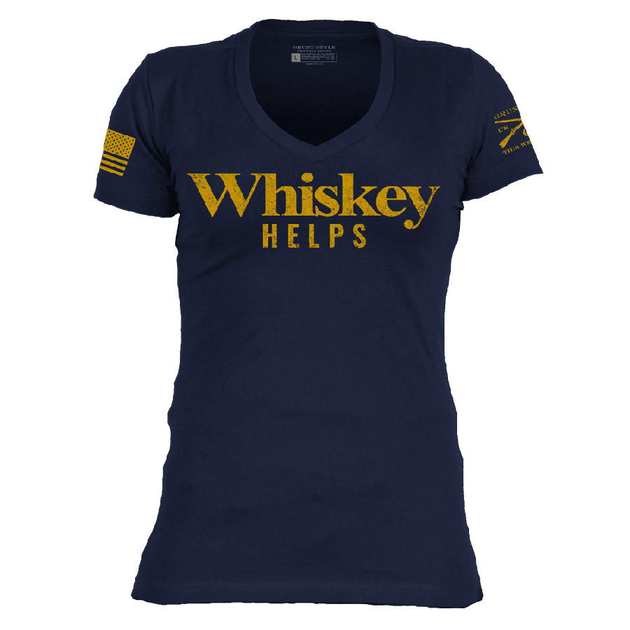 Women's Whiskey Helps™ V-Neck - Midnight Navy