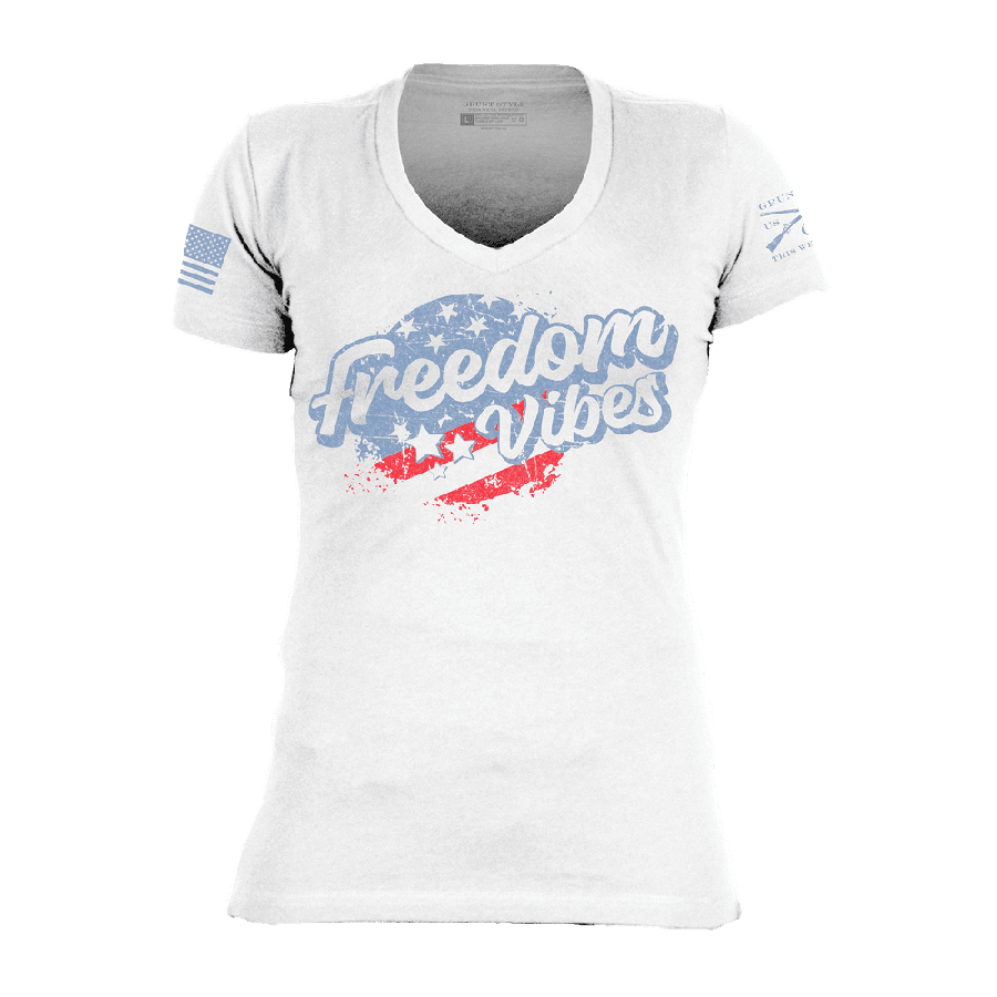 Women's Freedom Vibes V-Neck - White