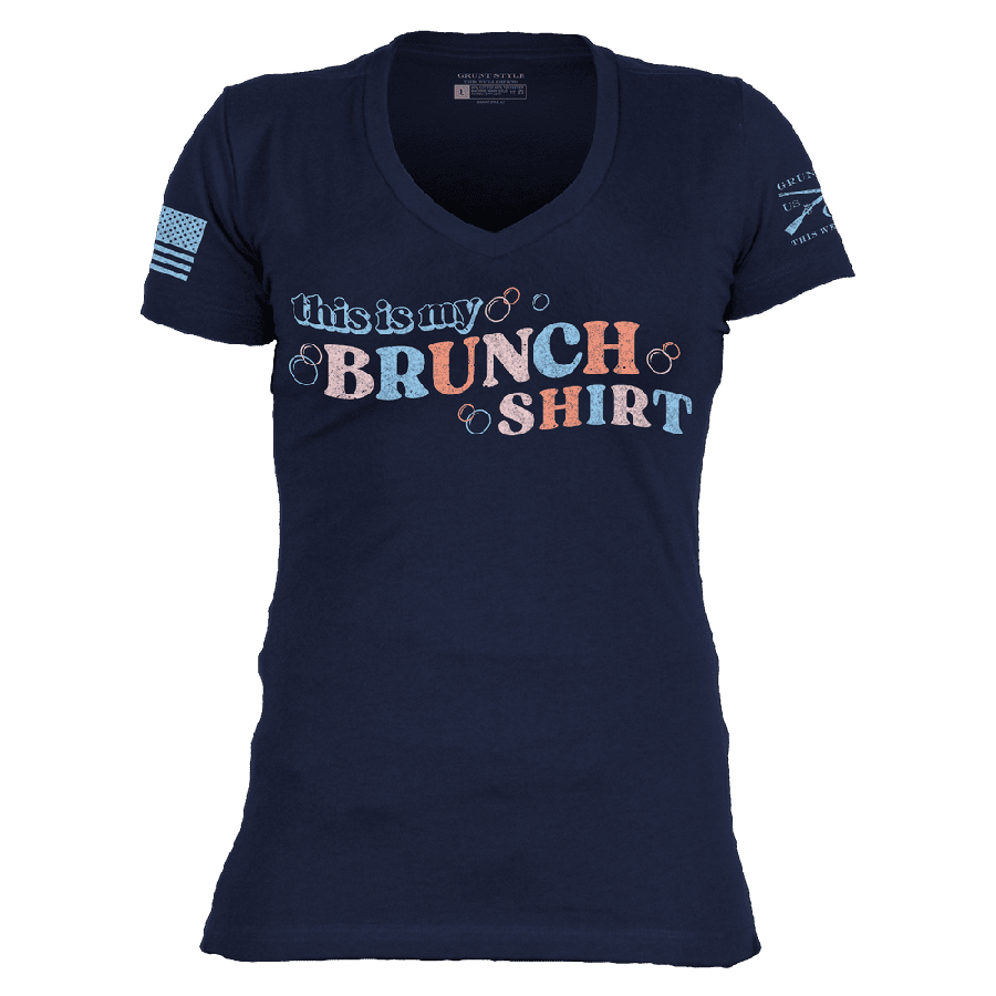 Women's My Brunch Shirt V-Neck - Midnight Navy