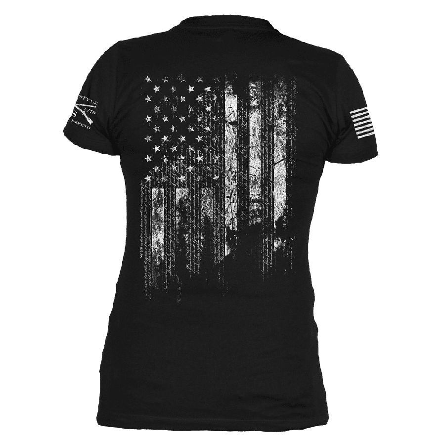Women's 1776 Flag V-Neck - Black