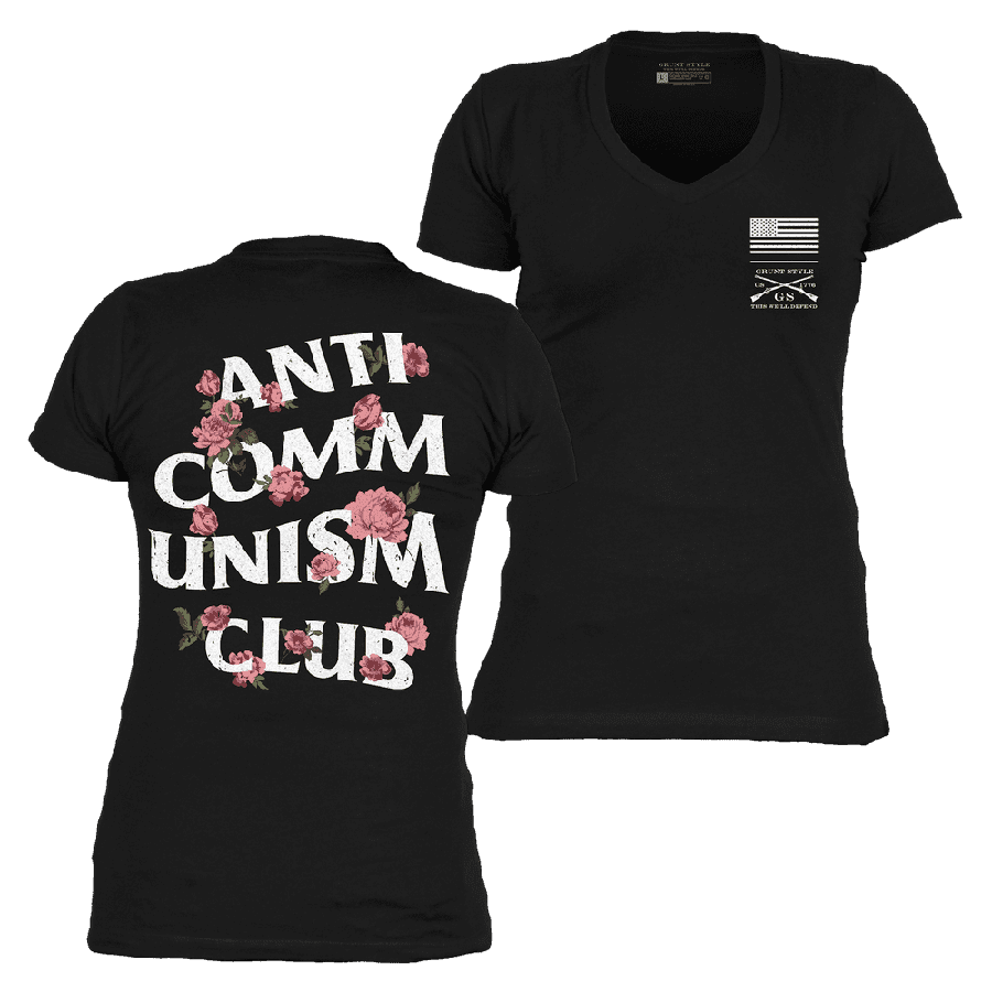 Women's Anti-Commie Club V-Neck - Black
