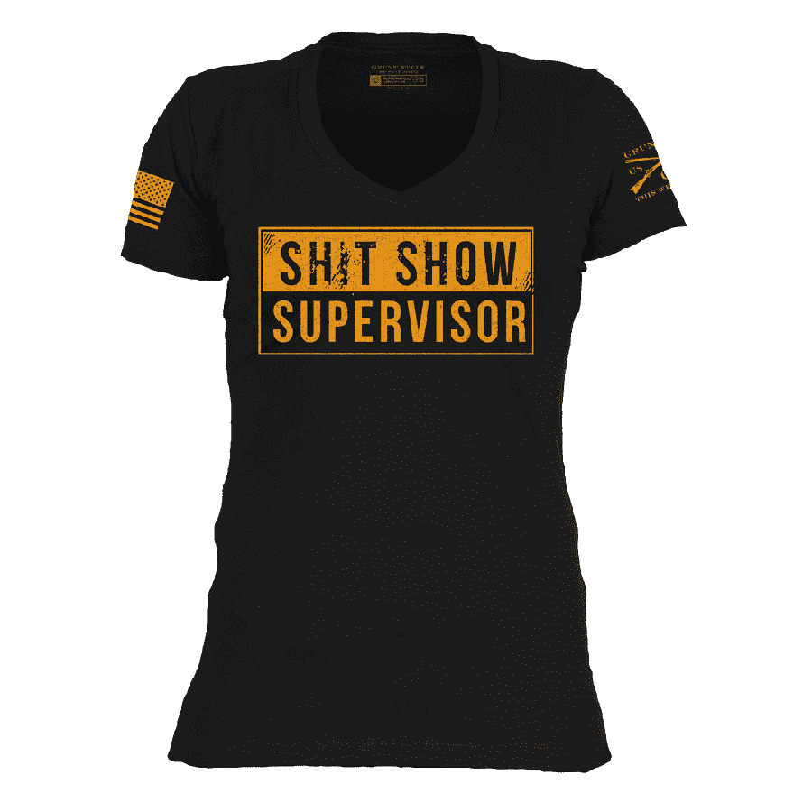Women's Sh*t Show Supervisor V-Neck - Black