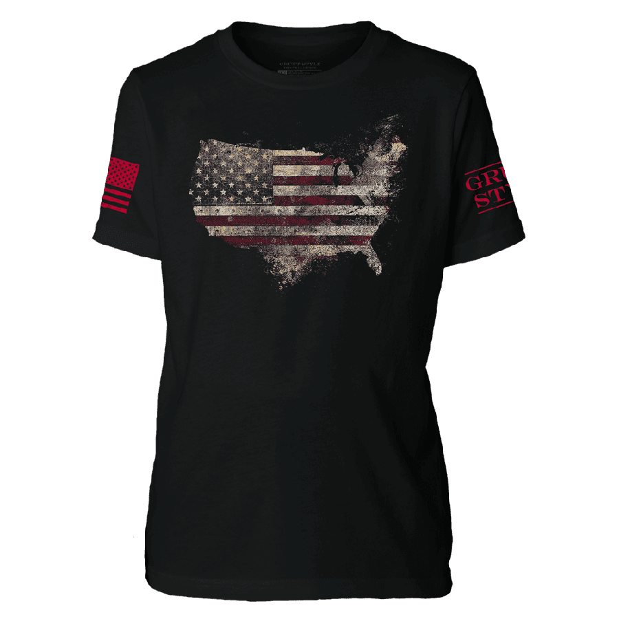 Youth Red Blood Nation T-Shirt - Black