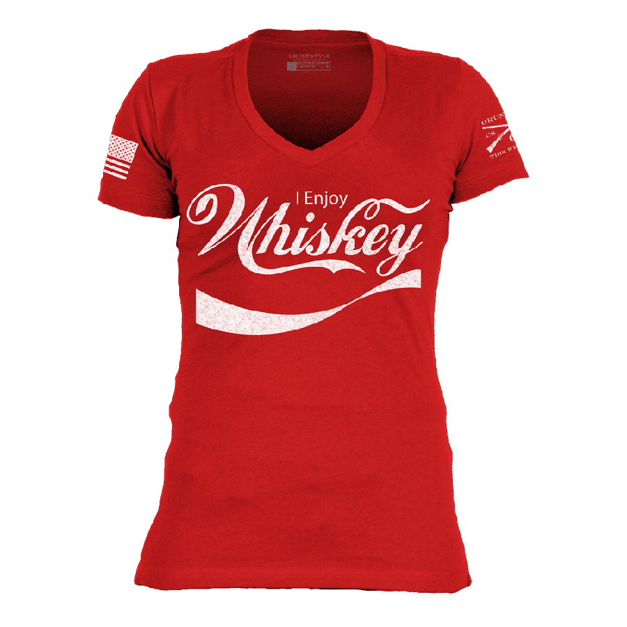 Women's Enjoy Whiskey V-Neck - Red