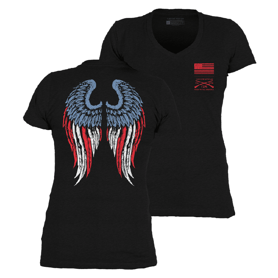 Women's Freedom Angel V-Neck - Black