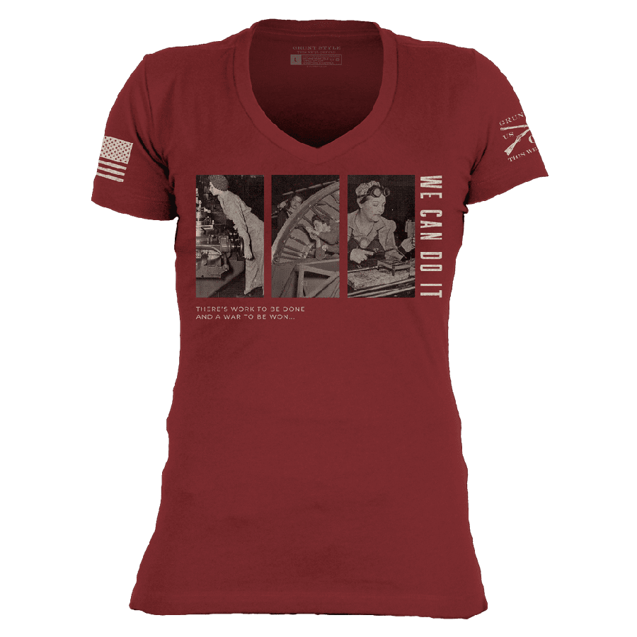 Women's We Can Do It V-Neck - Red Plum