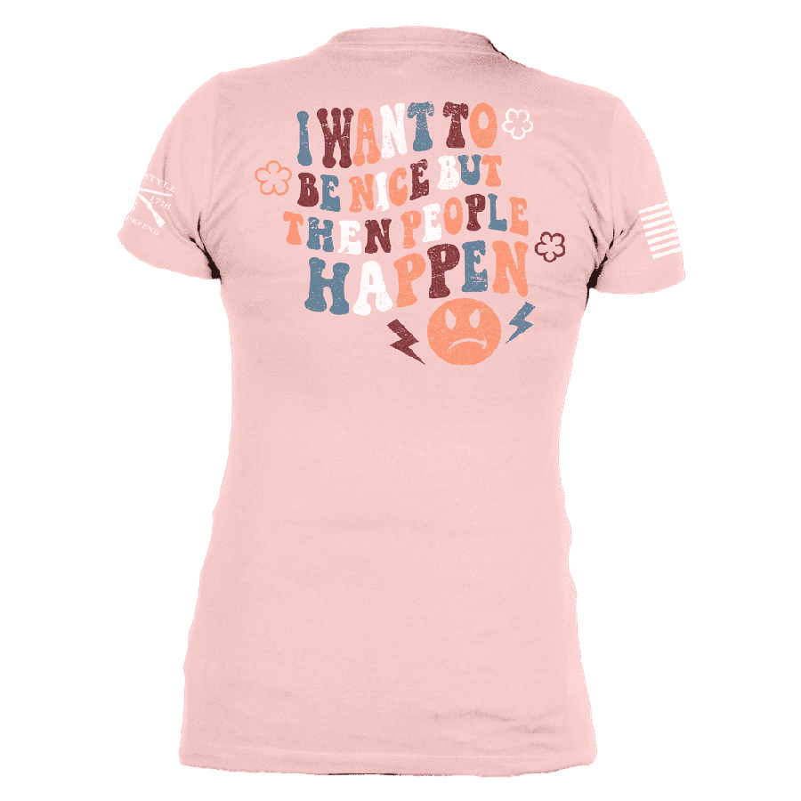Women's Be Nice V-Neck - Light Pink