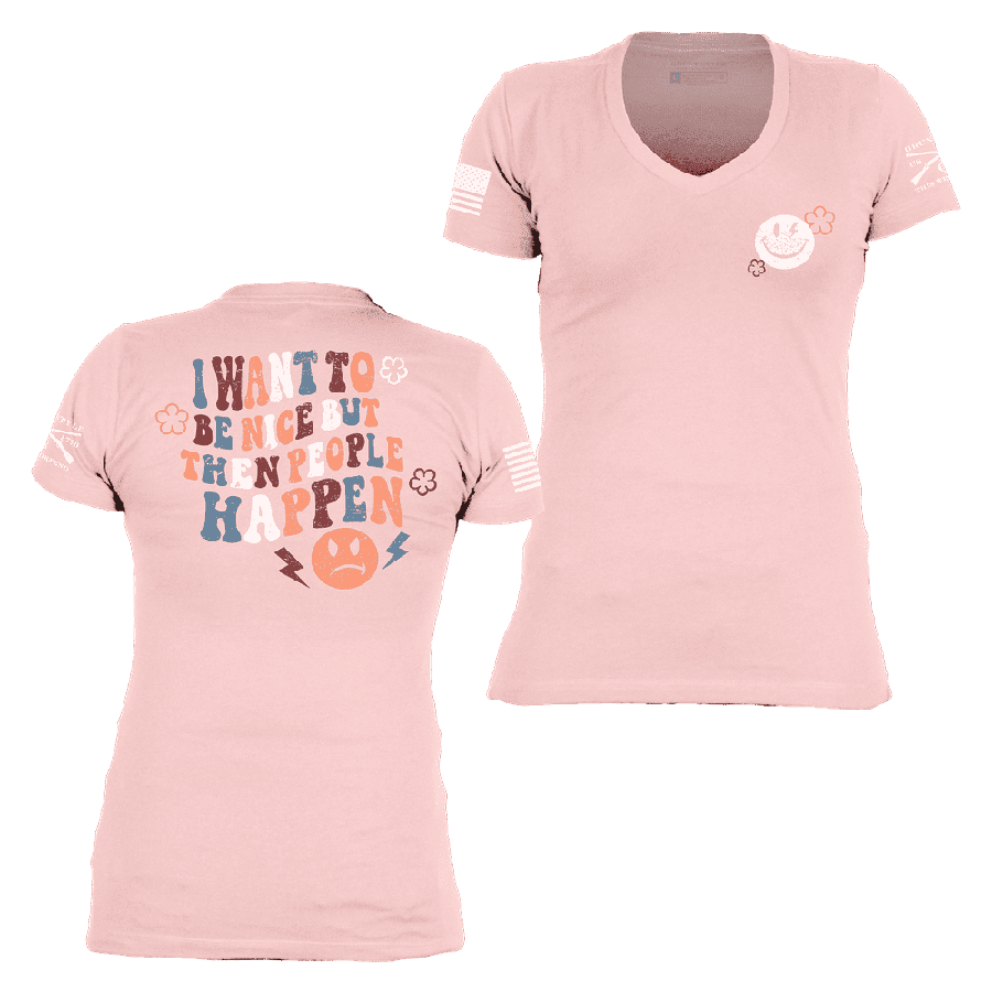 Women's Be Nice V-Neck - Light Pink