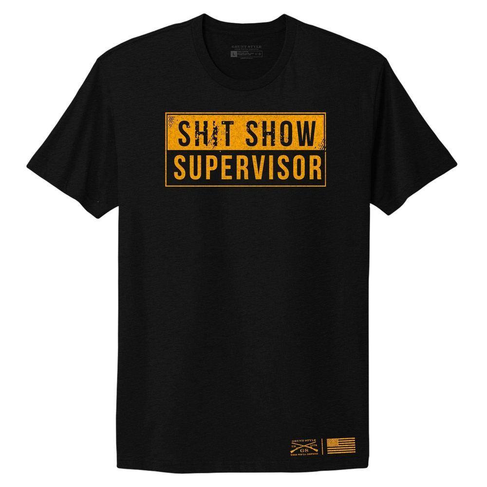 Women's Sh*t Show Supervisor Boyfriend Fit T-Shirt - Black