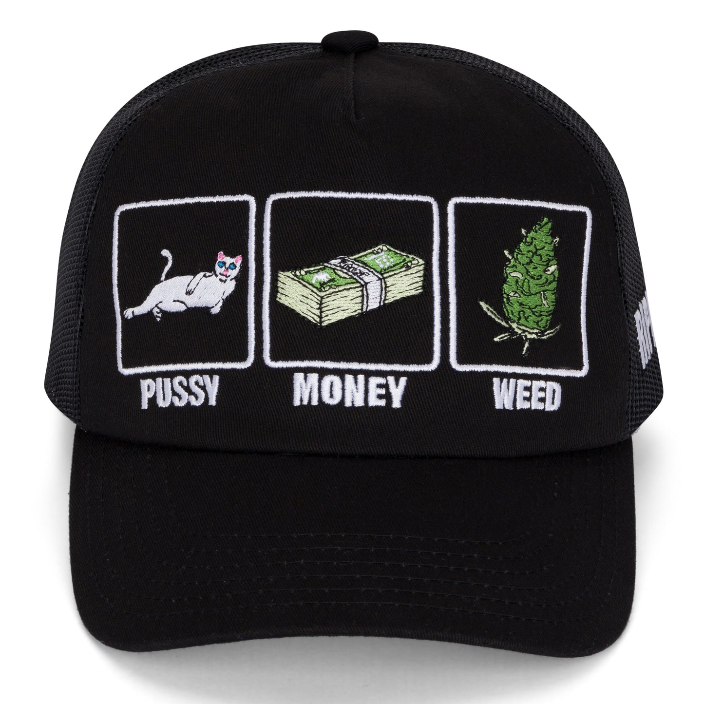 Pussy Money Weed Trucker Hat (Black)
