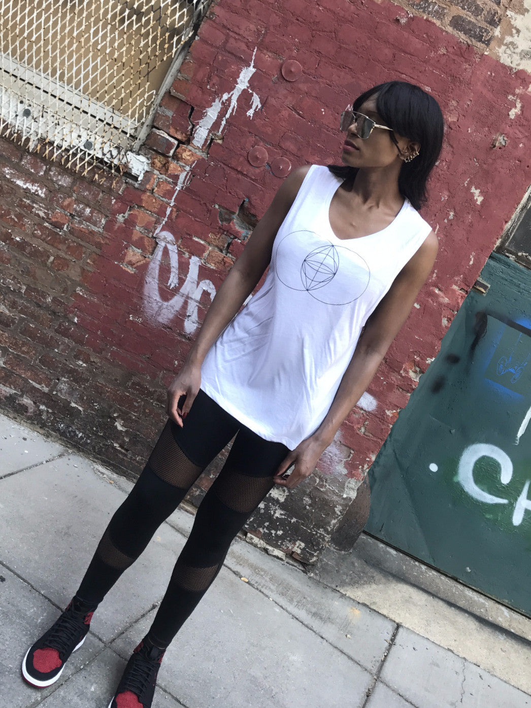 White Flower Of Life Tank