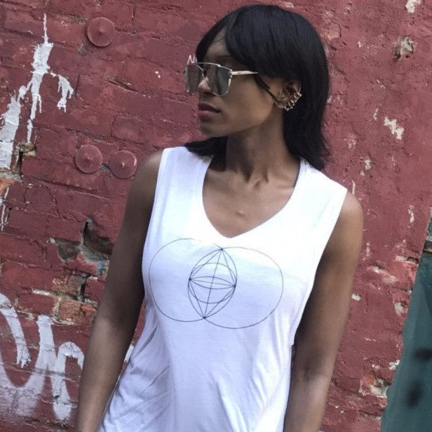 White Flower Of Life Tank