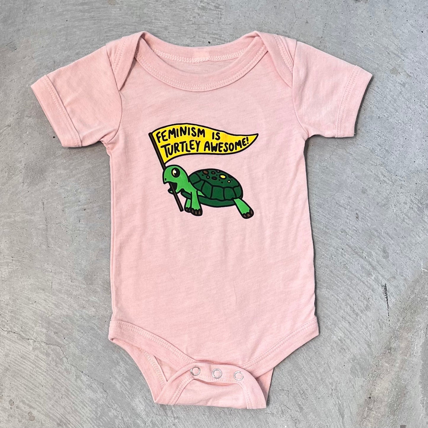 Feminism Is Turtley Awesome Onesie + Kids Tee