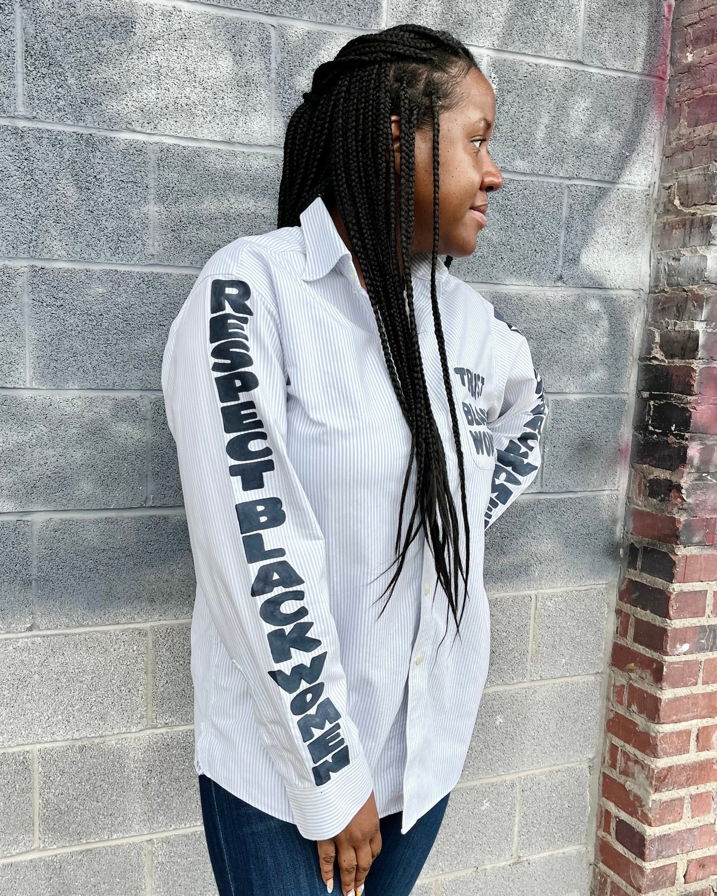 Respect And Protect Black Women Hand Painted Button Down