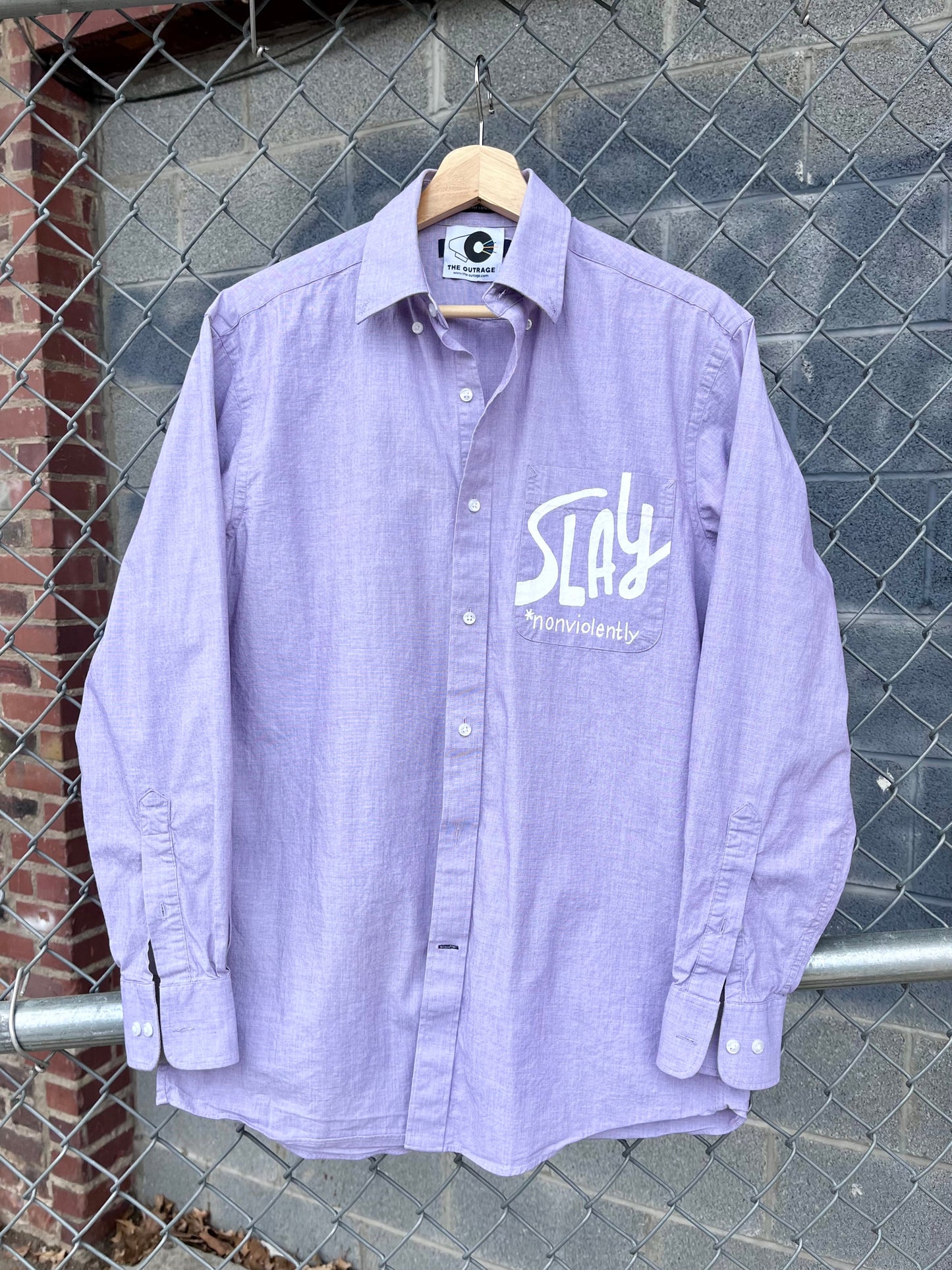 Ban Guns Not Drag Hand Painted Button Down