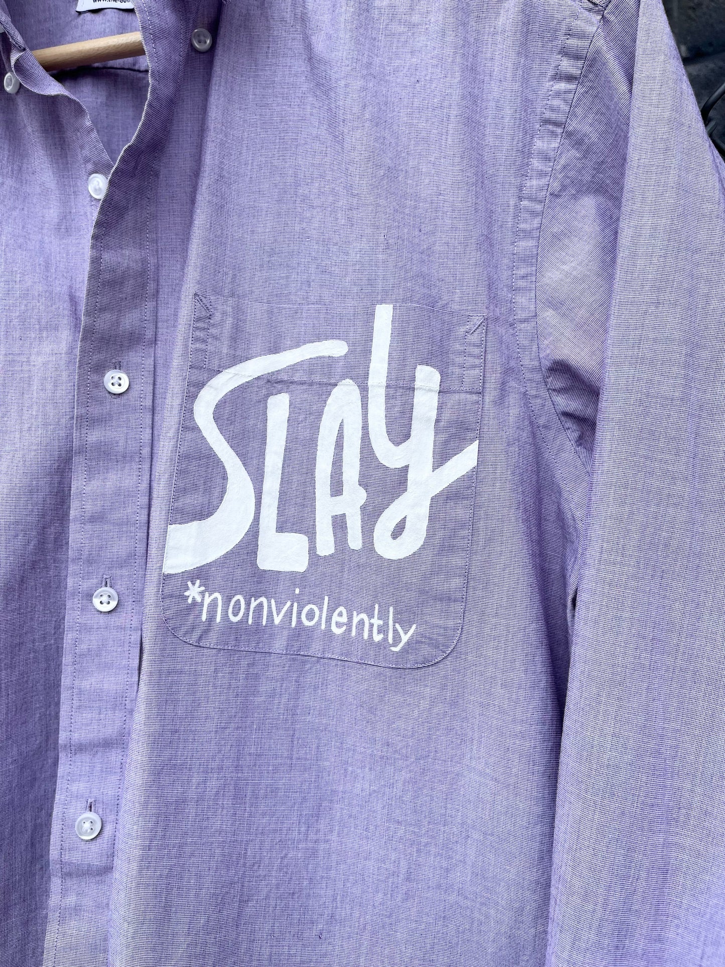 Ban Guns Not Drag Hand Painted Button Down