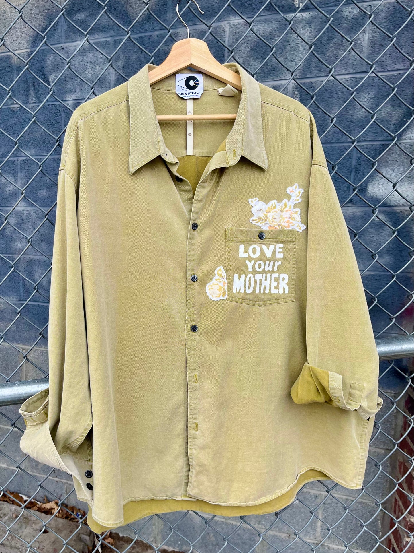 Love Your Mother Hand Painted Button Down