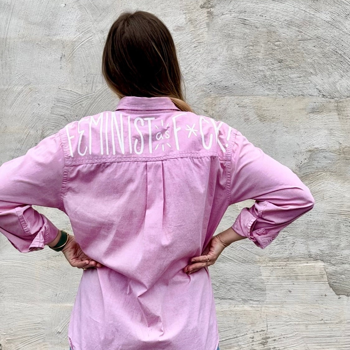 Feminist As F*CK Hand Painted Button Down