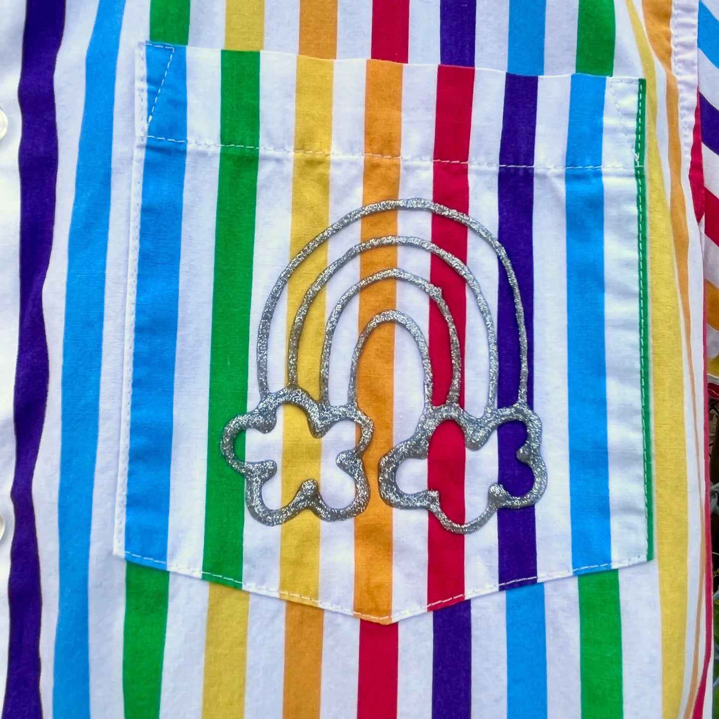 Rainbow Stripe Upcycled Button Down