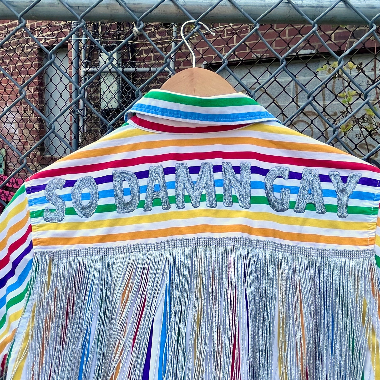 Rainbow Stripe Upcycled Button Down